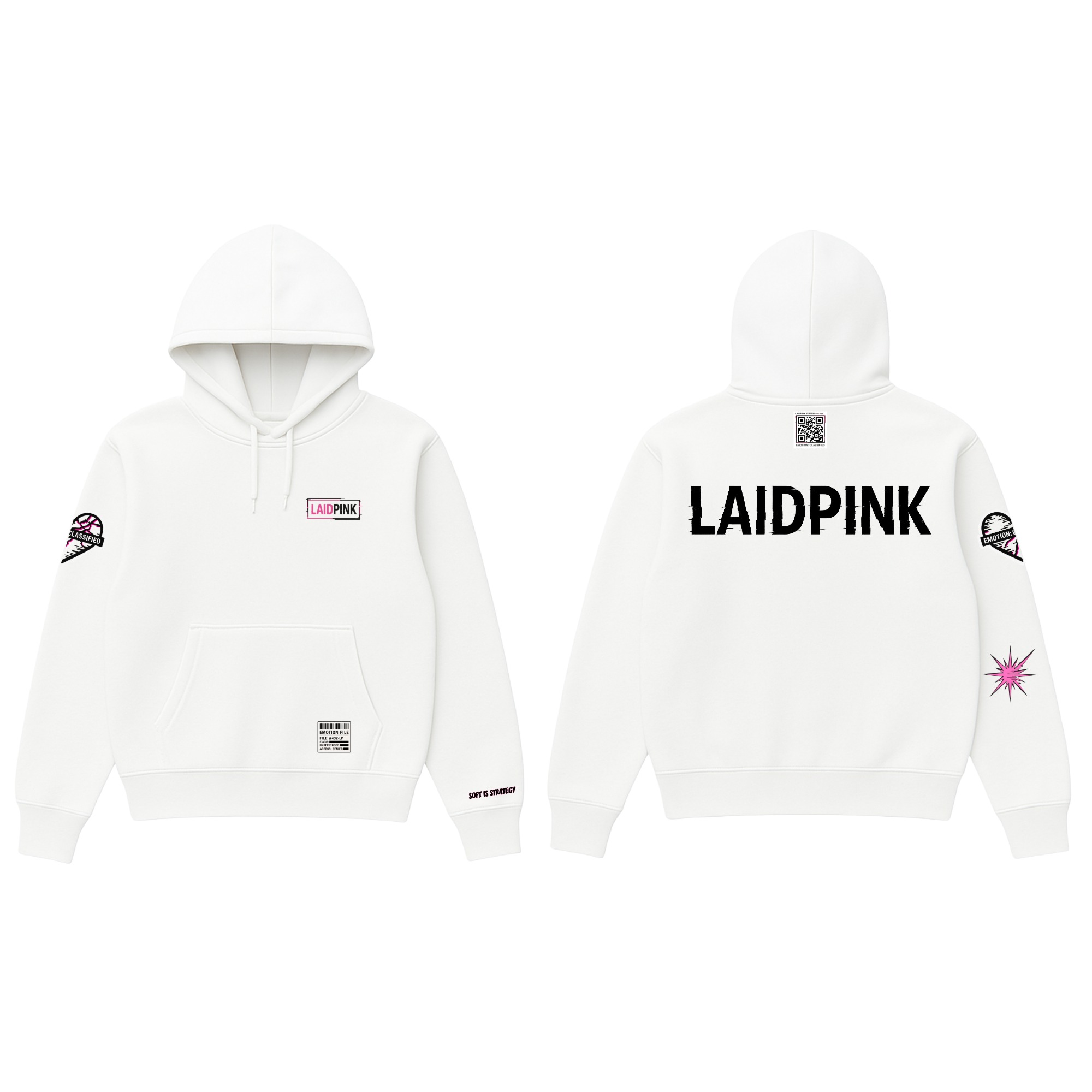 White LaidPink Hoodie