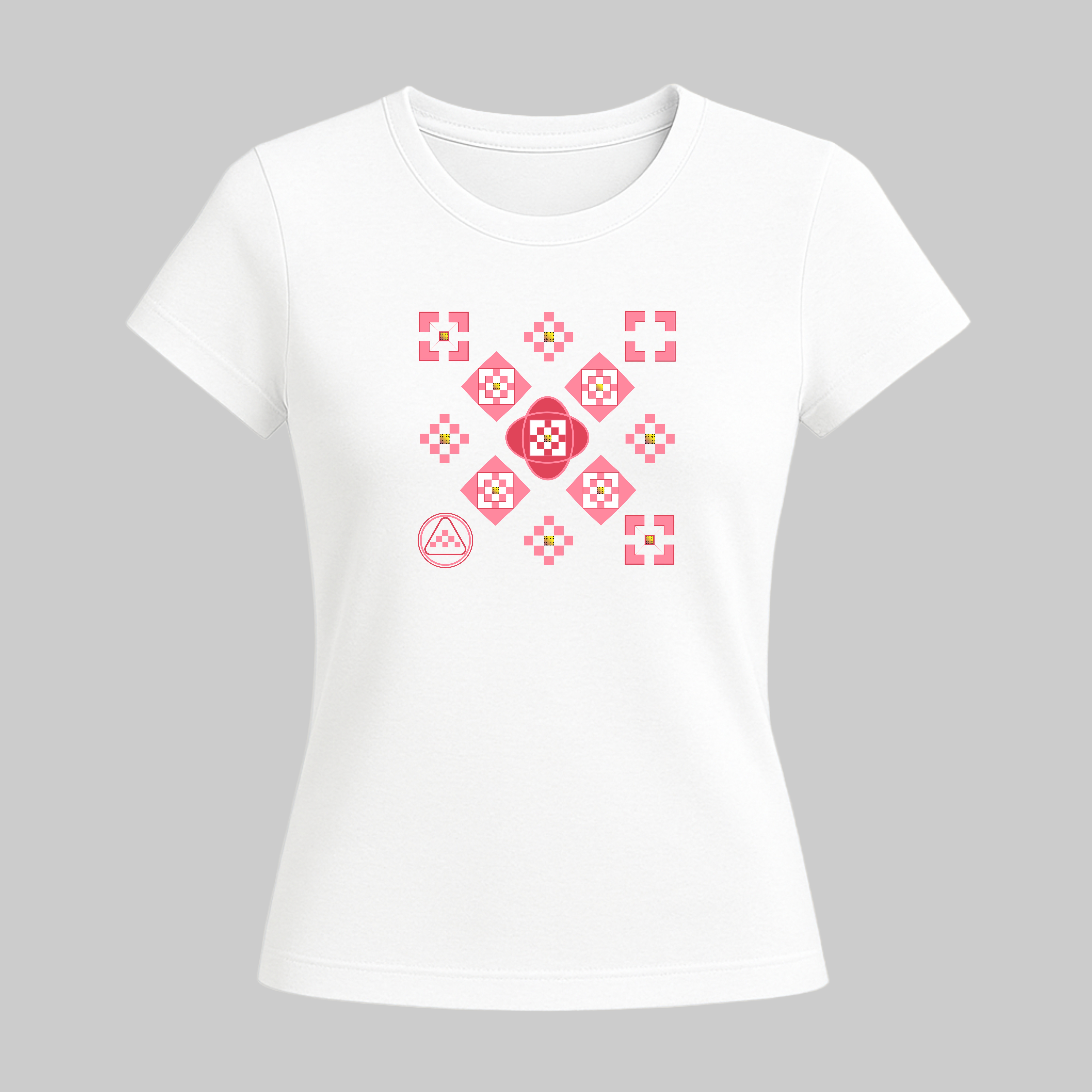 Women's Geometric Laidpink Pattern T-Shirt