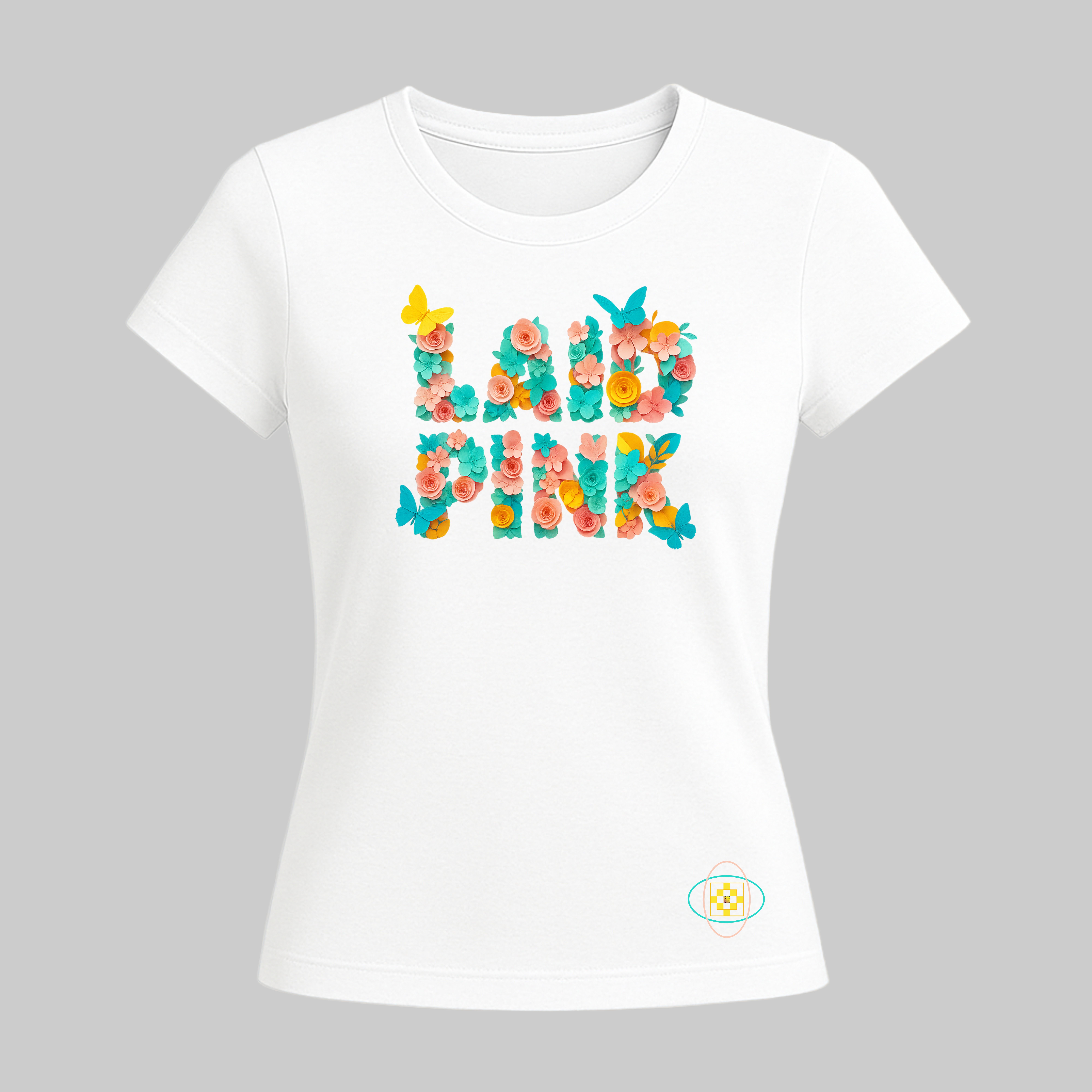 Ladies Floral Laidpink Graphic T-Shirt