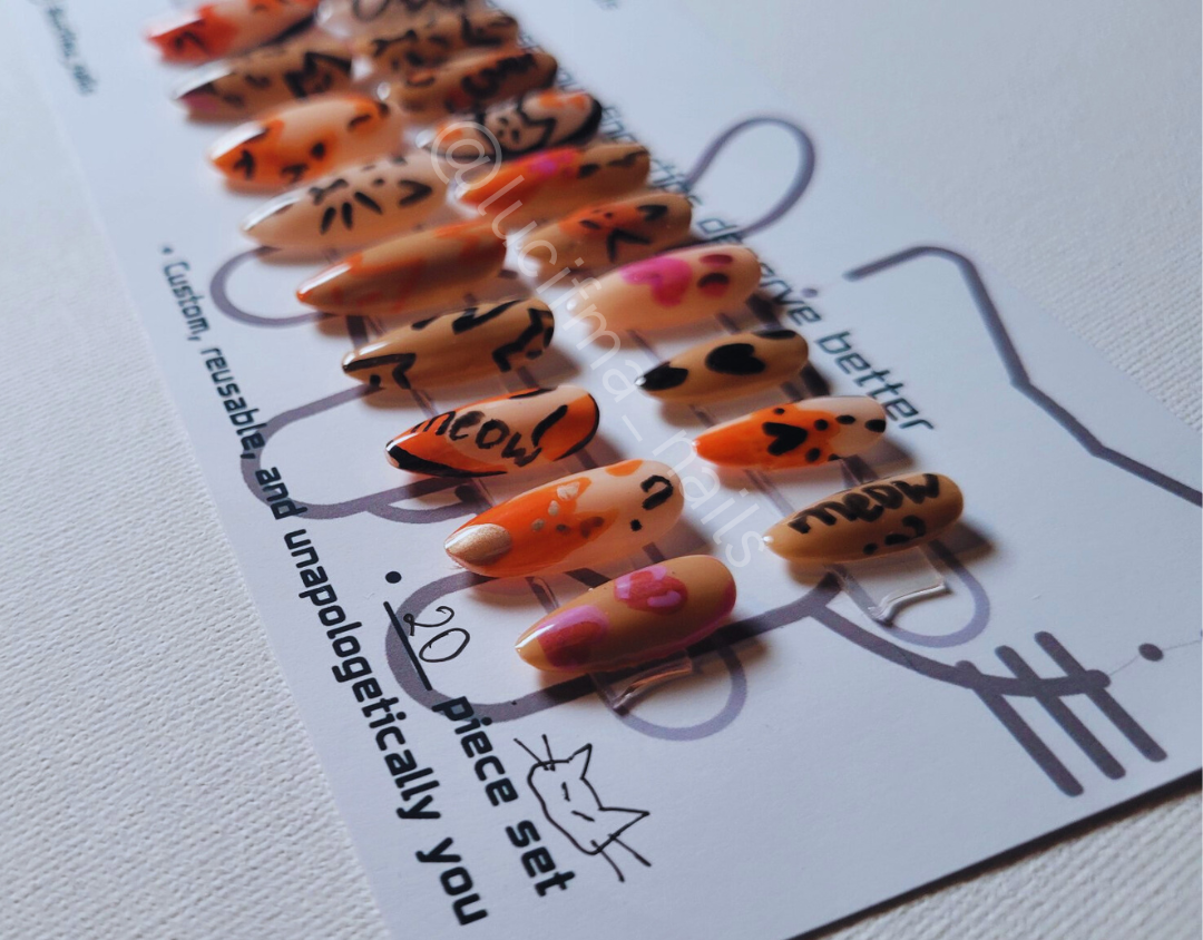 🧡 Purrfect Orange – Cat Lover’s Press-On Nails 🐱