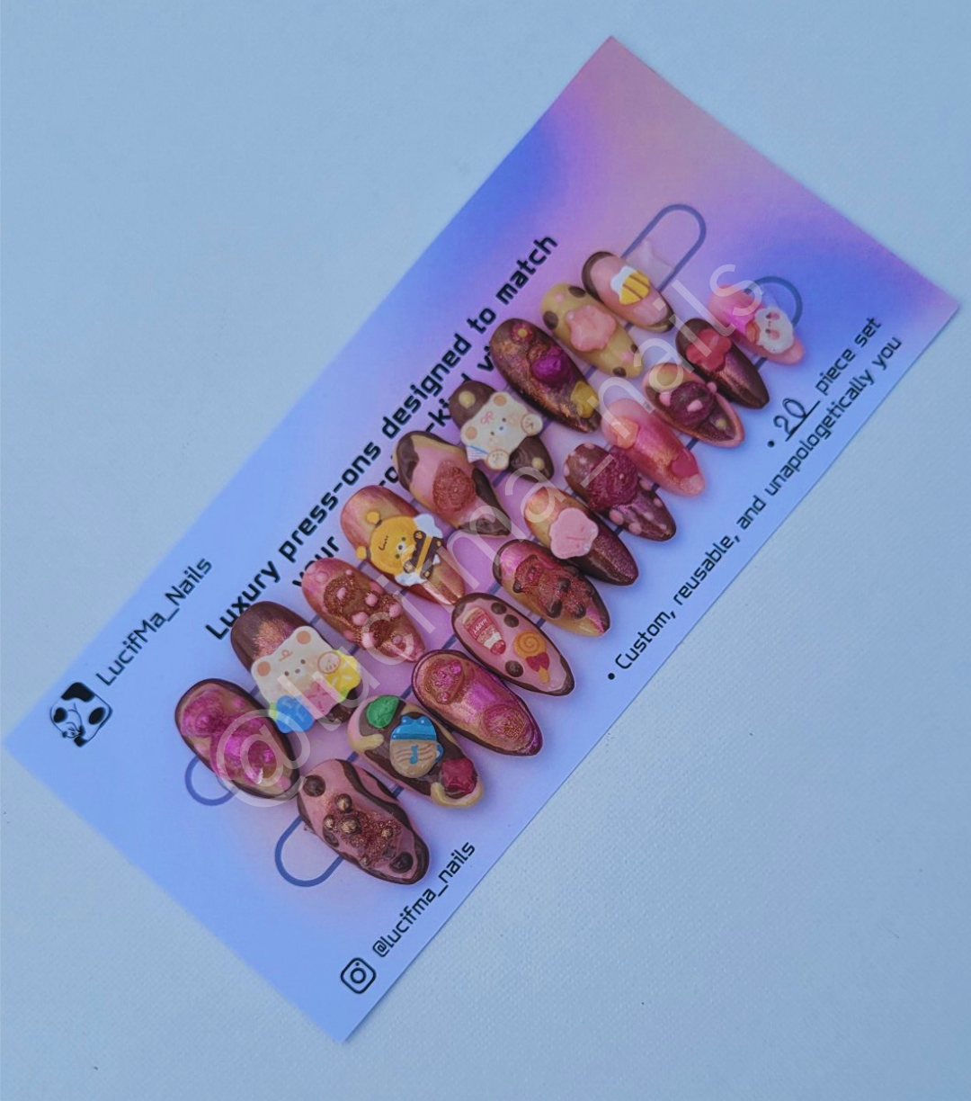 🧸 Cuddle Bear – 3D Bear Press-On Nails