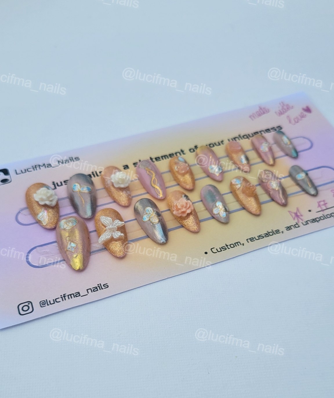 Golden Peach Blossom Press-On Nail Set
