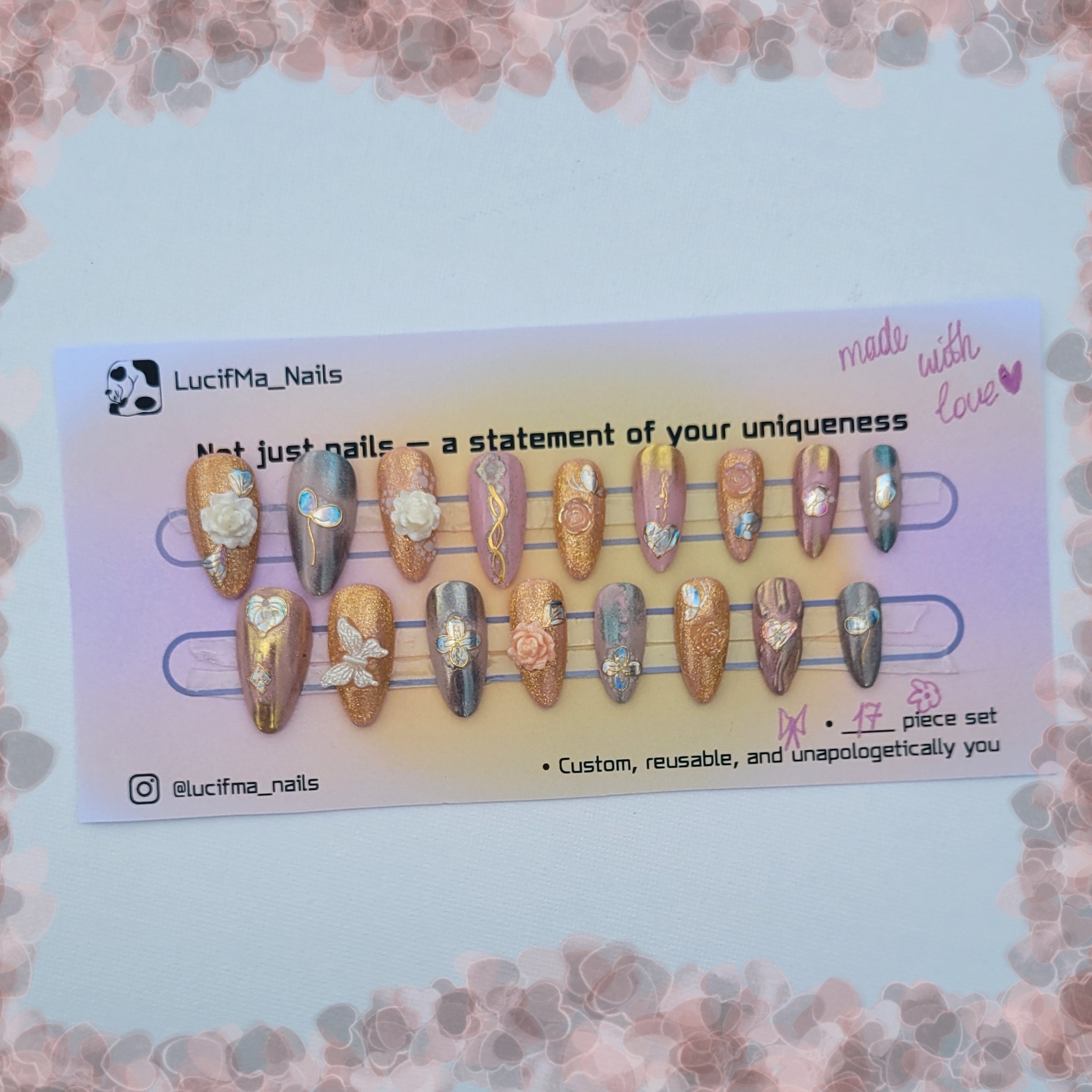 Golden Peach Blossom Press-On Nail Set