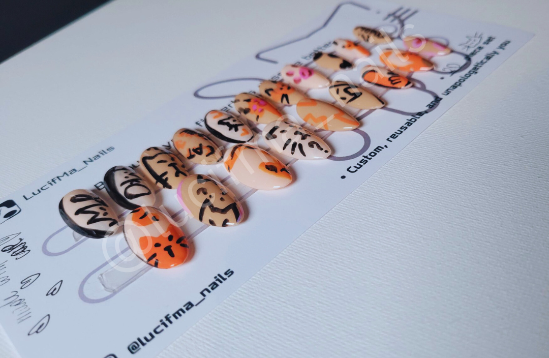 🧡 Purrfect Orange – Cat Lover’s Press-On Nails 🐱