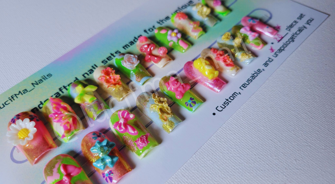 ☀️🌸 Vibrant Bloom – Summer Floral Press-On Nails 🌸☀️
