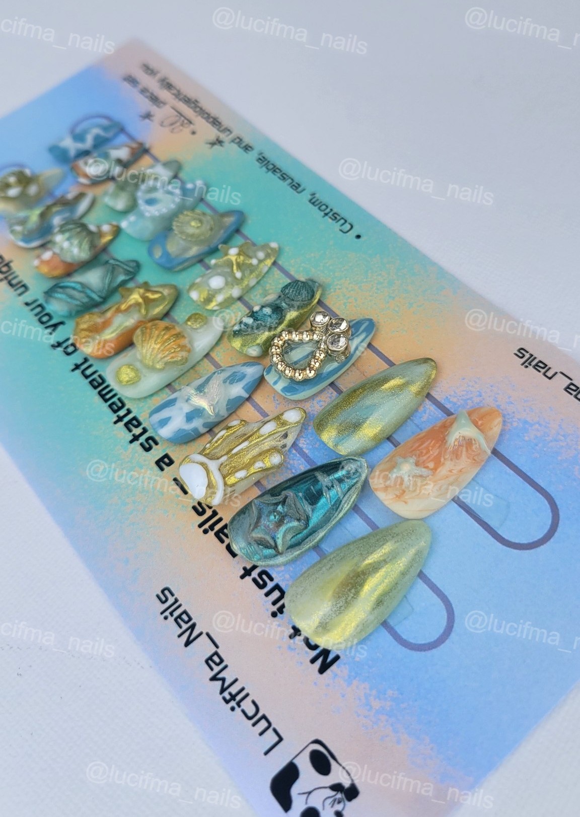 Summer Ocean Luxe 3D Press-On Nails 