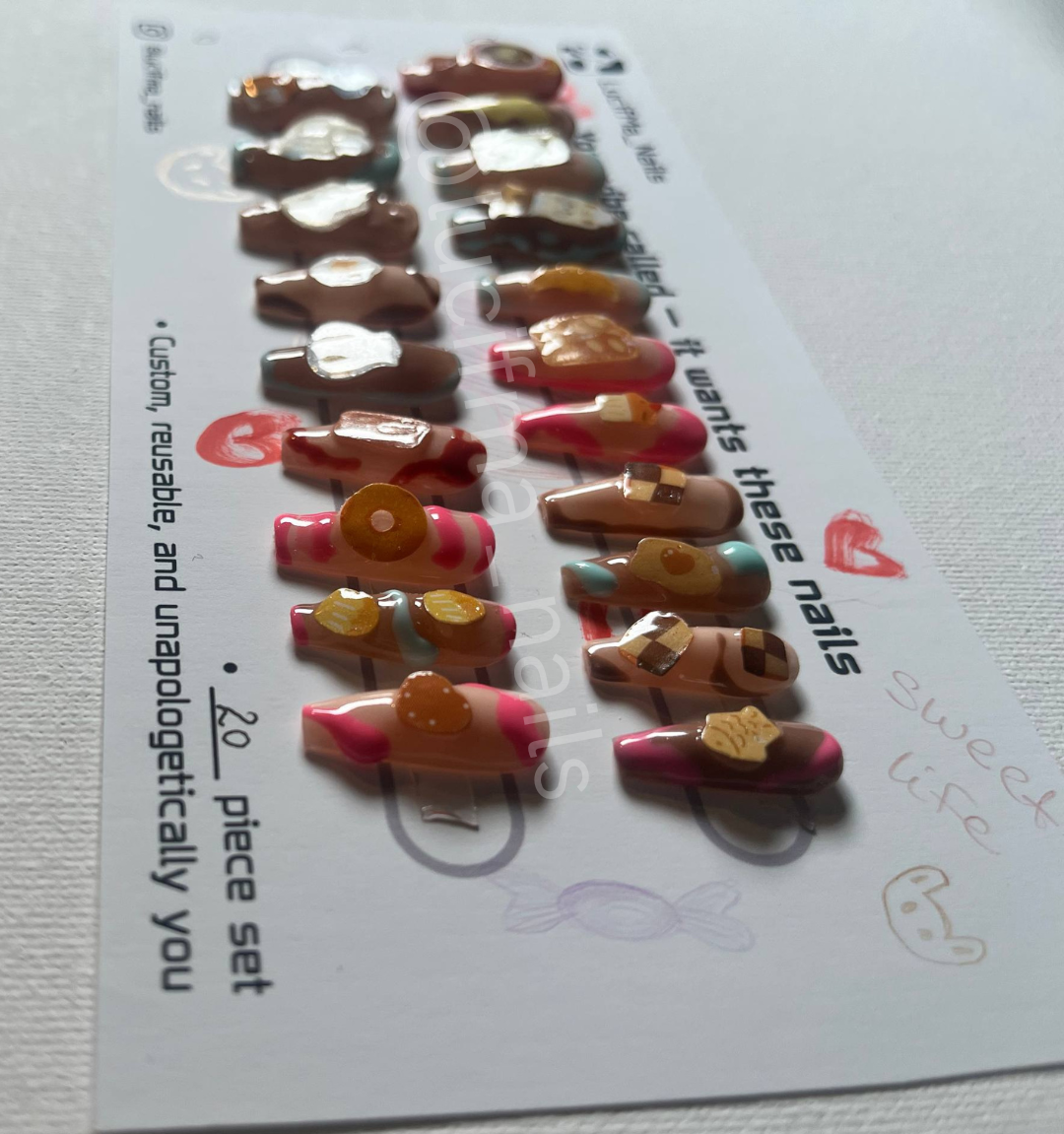 🍩🍦 Sweet Treats – Dessert Lover’s Press-On Nails 🍦🍩