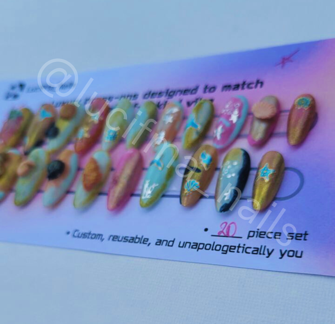 Luxury Ocean-Inspired Handmade Press-On Nails