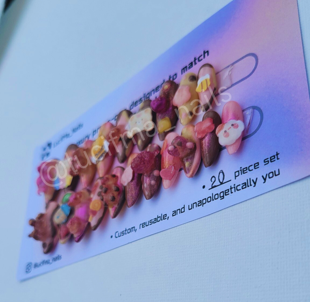 🧸 Cuddle Bear – 3D Bear Press-On Nails