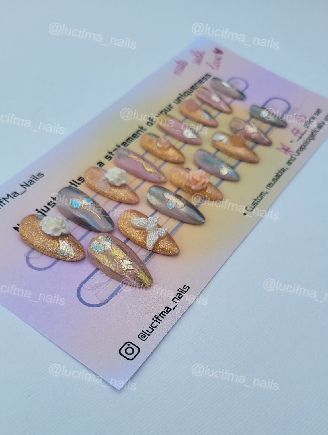 Golden Peach Blossom Press-On Nail Set