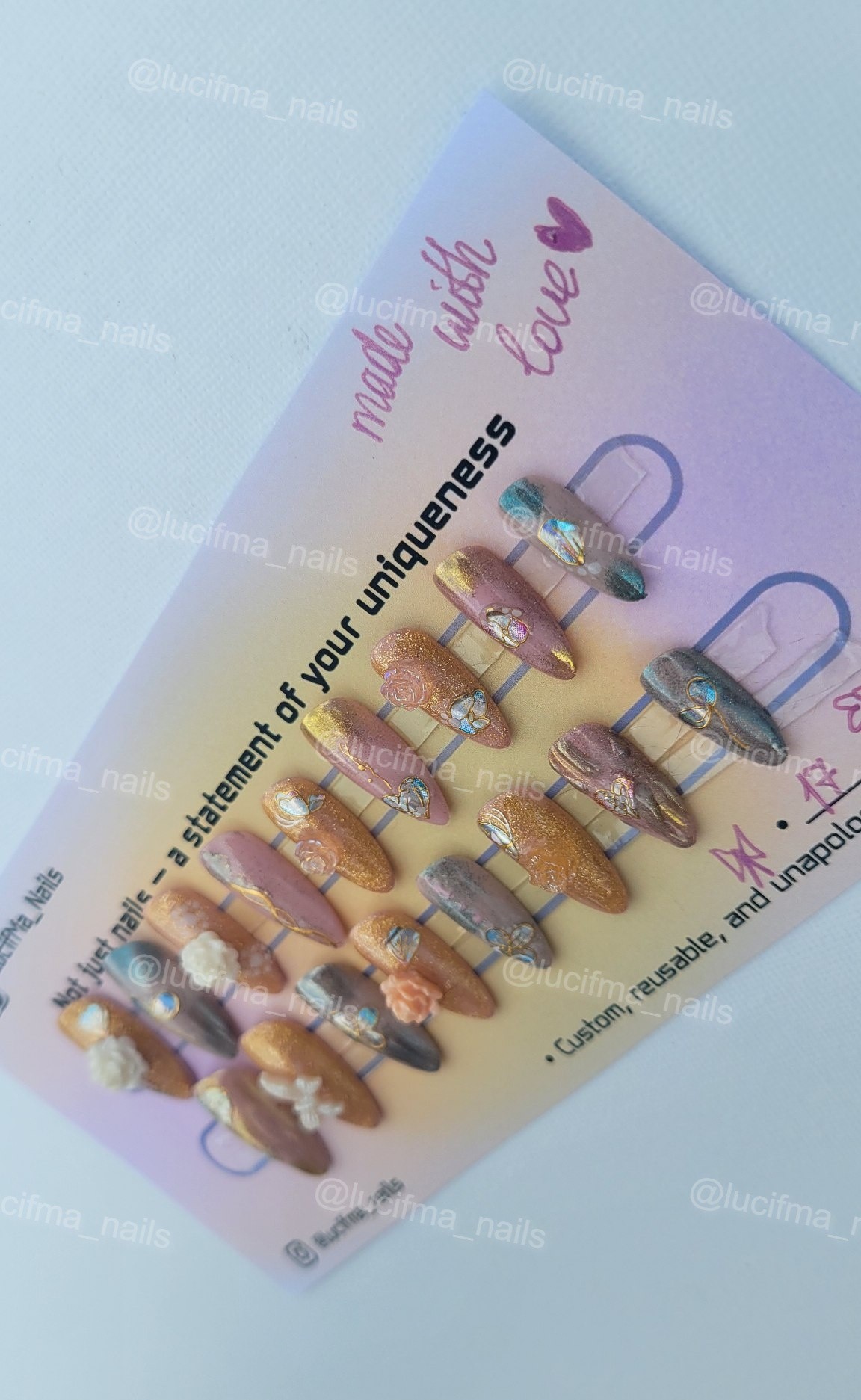 Golden Peach Blossom Press-On Nail Set
