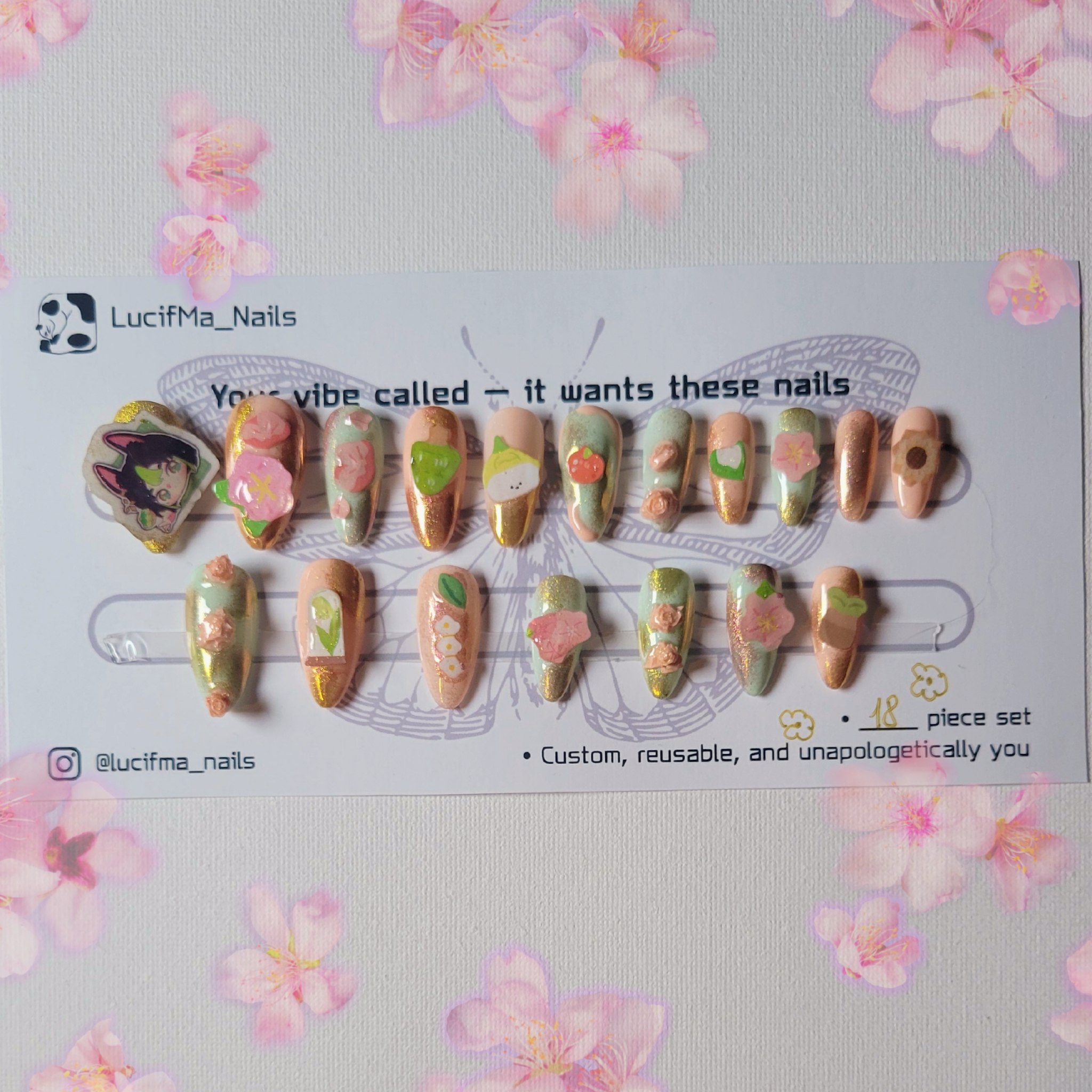 🌿 Forest Charm – Tighnari Inspired Press-On Nails 🌿