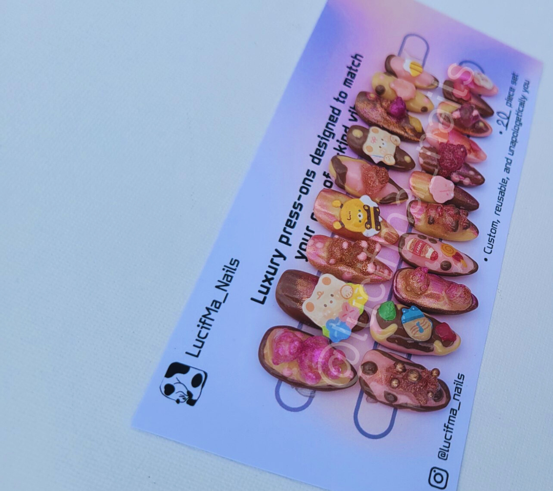 🧸 Cuddle Bear – 3D Bear Press-On Nails