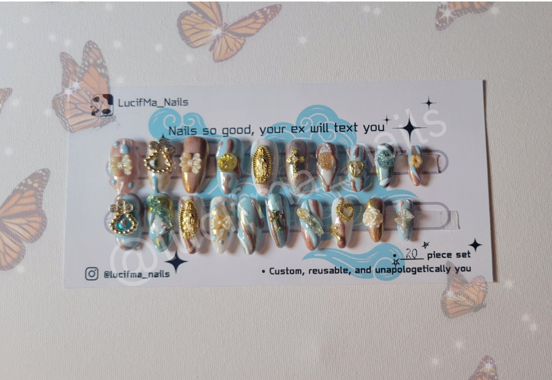 ✨ Divine Elegance – Angelic Luxe Press-On Nails ✨