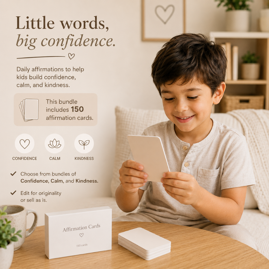 150 Kids Affirmation Cards PLR / MRR Bundle