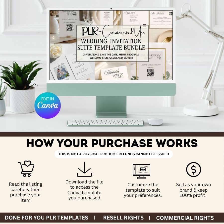 PLR Canva Wedding Invitation Suite Templates