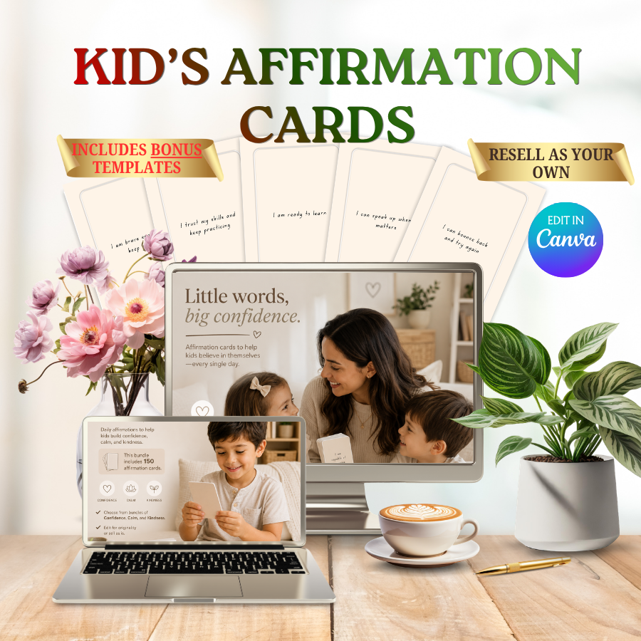150 Kids Affirmation Cards PLR / MRR Bundle