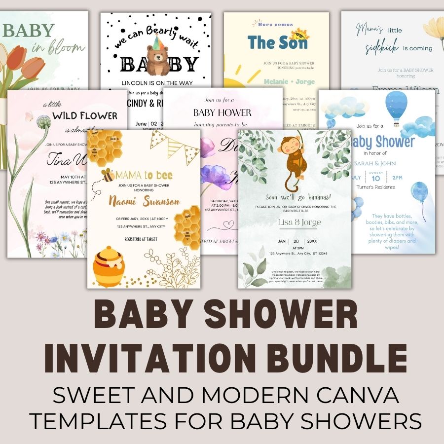 PLR Baby Shower Invitation Templates Bundle 