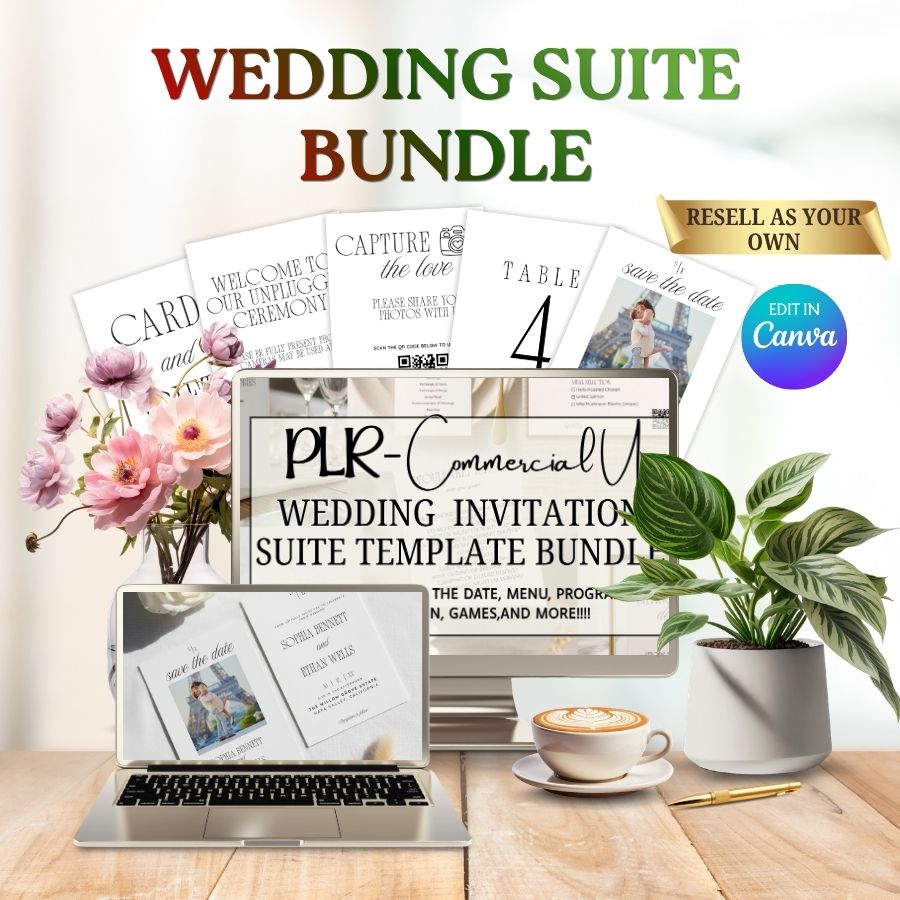PLR Canva Wedding Invitation Suite Templates