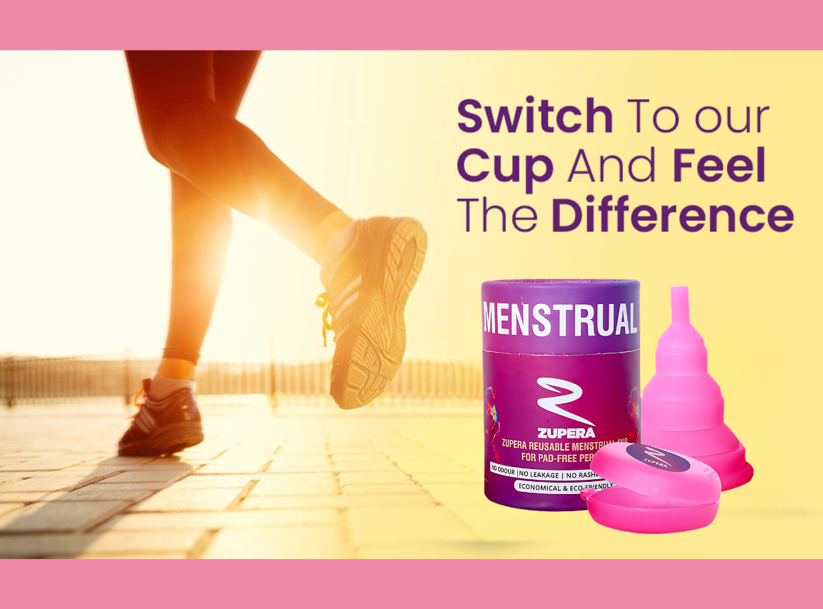 ZUPERA - Reusable, Collapsible & Foldable Silicone Menstrual Cup for women with Menstrual Cup Wash - Medium