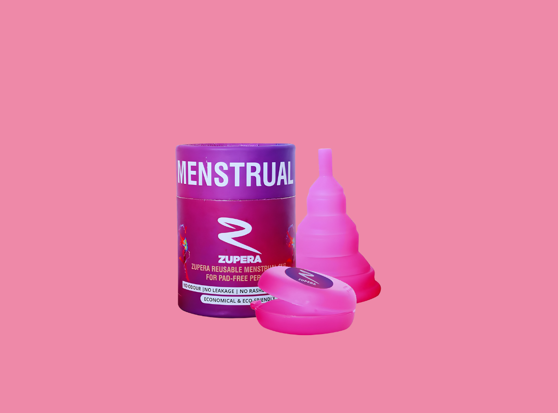 ZUPERA - Reusable, Collapsible & Foldable Silicone Menstrual Cup for women - Medium
