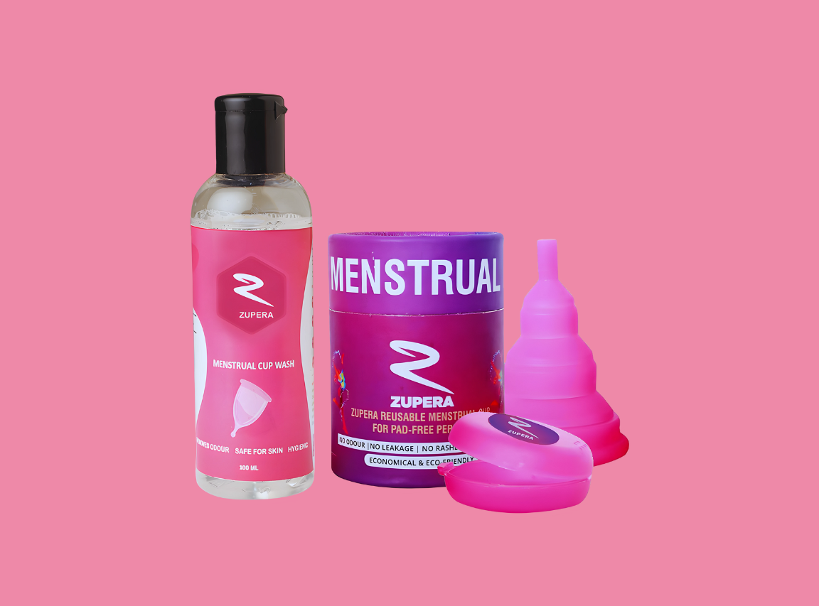 ZUPERA - Reusable, Collapsible & Foldable Silicone Menstrual Cup for women with Menstrual Cup Wash - Small