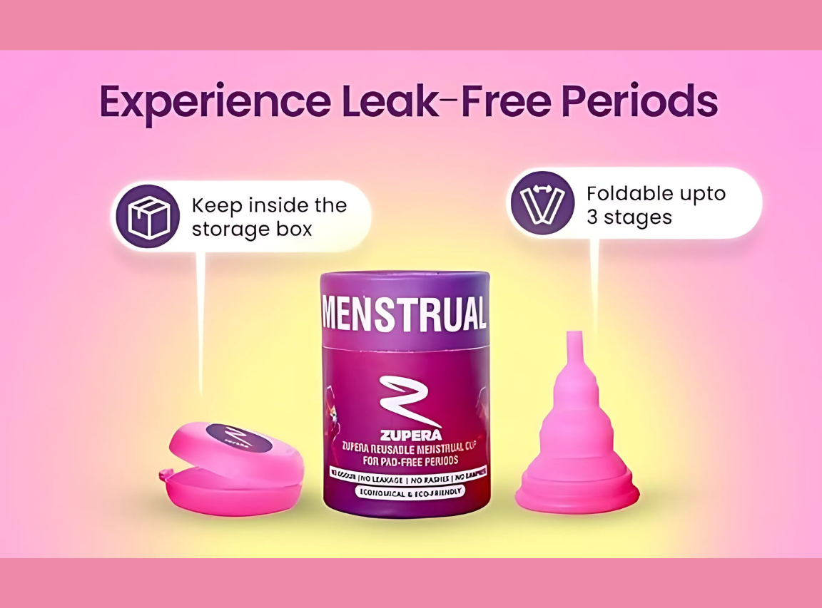ZUPERA - Reusable, Collapsible & Foldable Silicone Menstrual Cup for women - Large