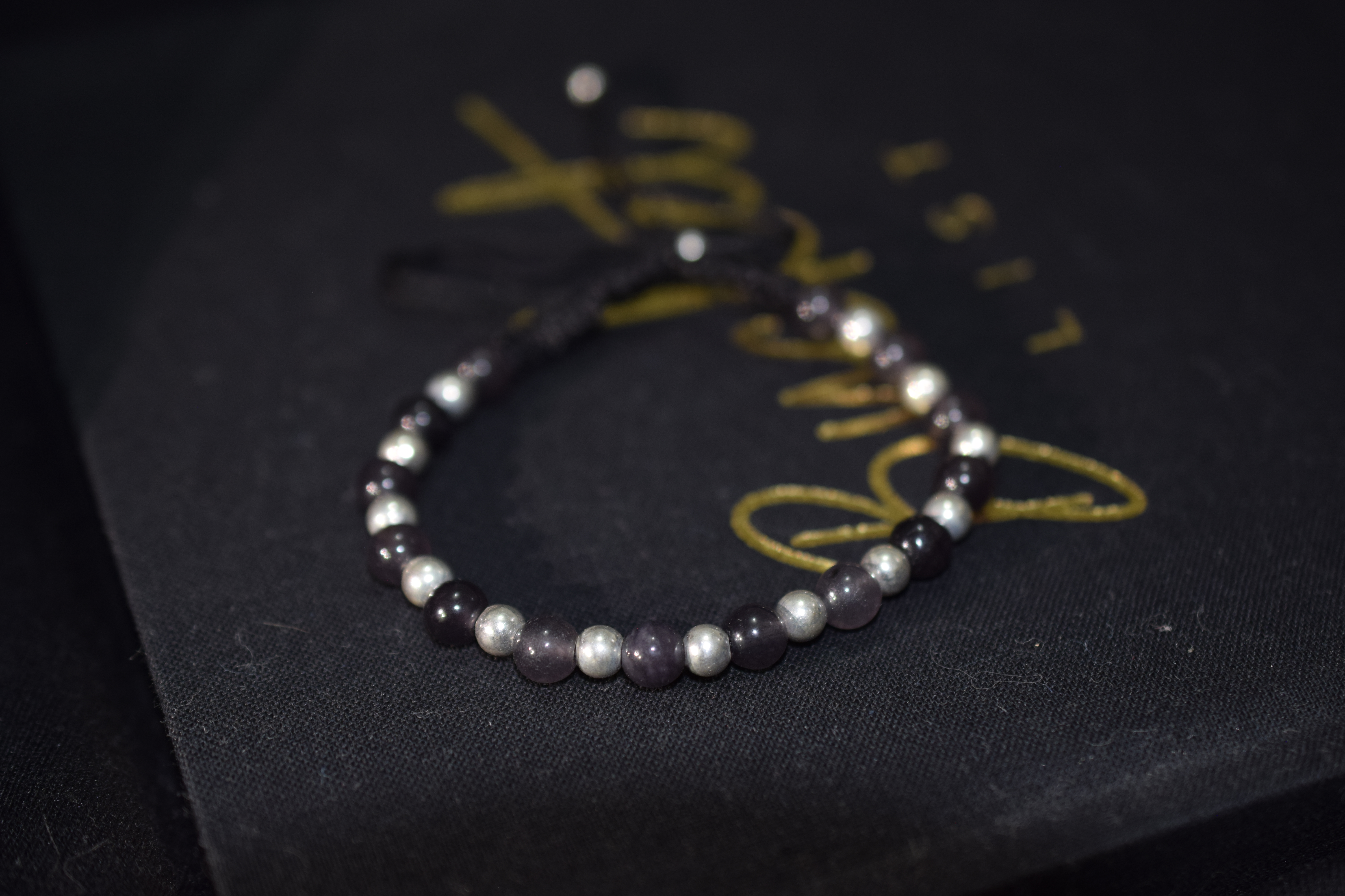 Pulsera de jade negro y plata