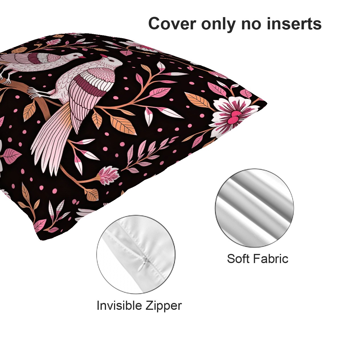 Bird Song Decorative Bird Print Throw Pillow Cover