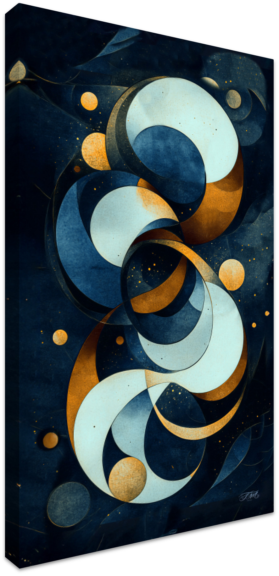 A Cosmic Dance of Worlds Abstract Geometric Digital Canvas Print