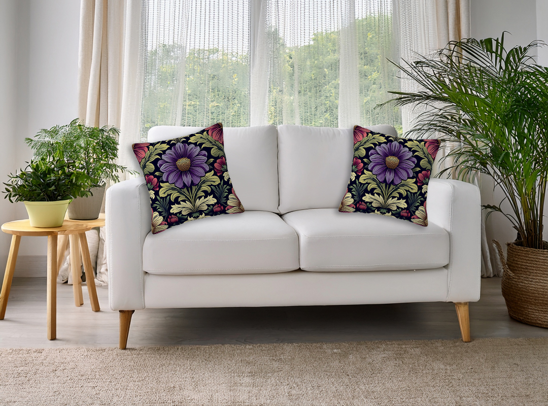 Medieval Floral - Imitation Linen Cushion Cover Sets