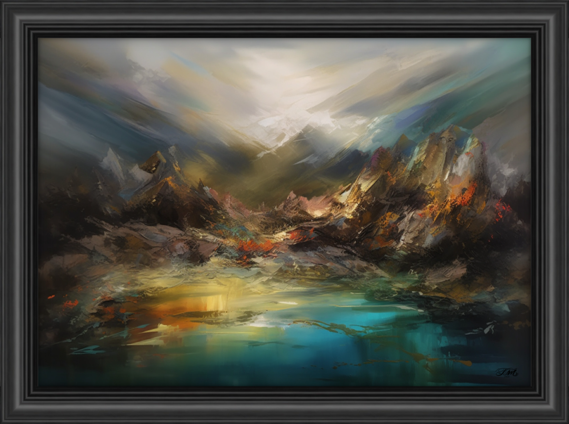 Rugged Mountains Abstract  Landscape Digital Art Painting Print