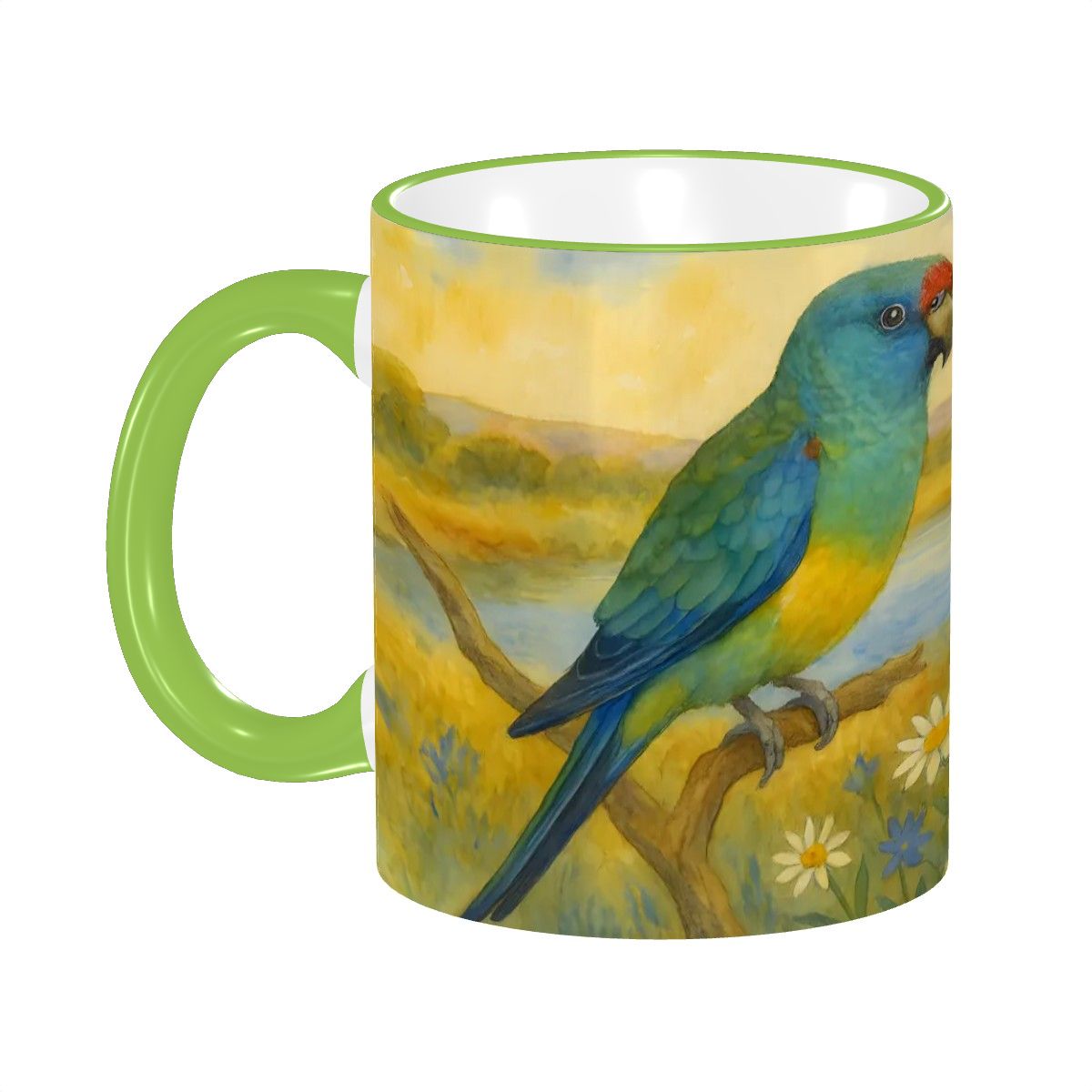 Mulga Parrot Bird Water Painting Custom Design Mug