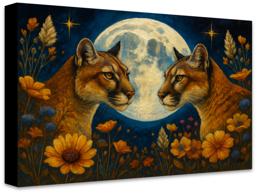 Cougar Moonlight Canvas Digital Art Print