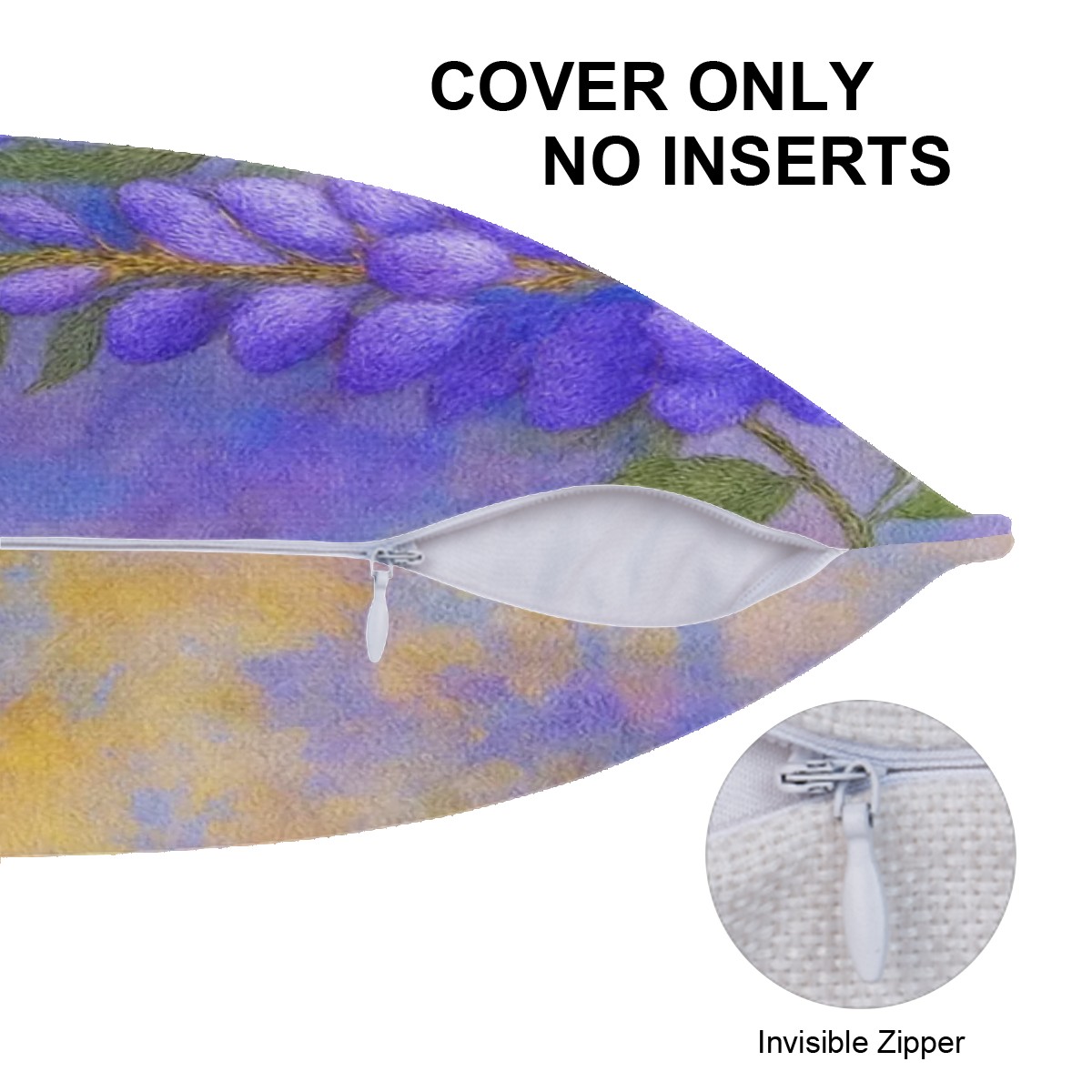 Wild Harmony Wisteria Floral Imitation Linen Cushion Covers