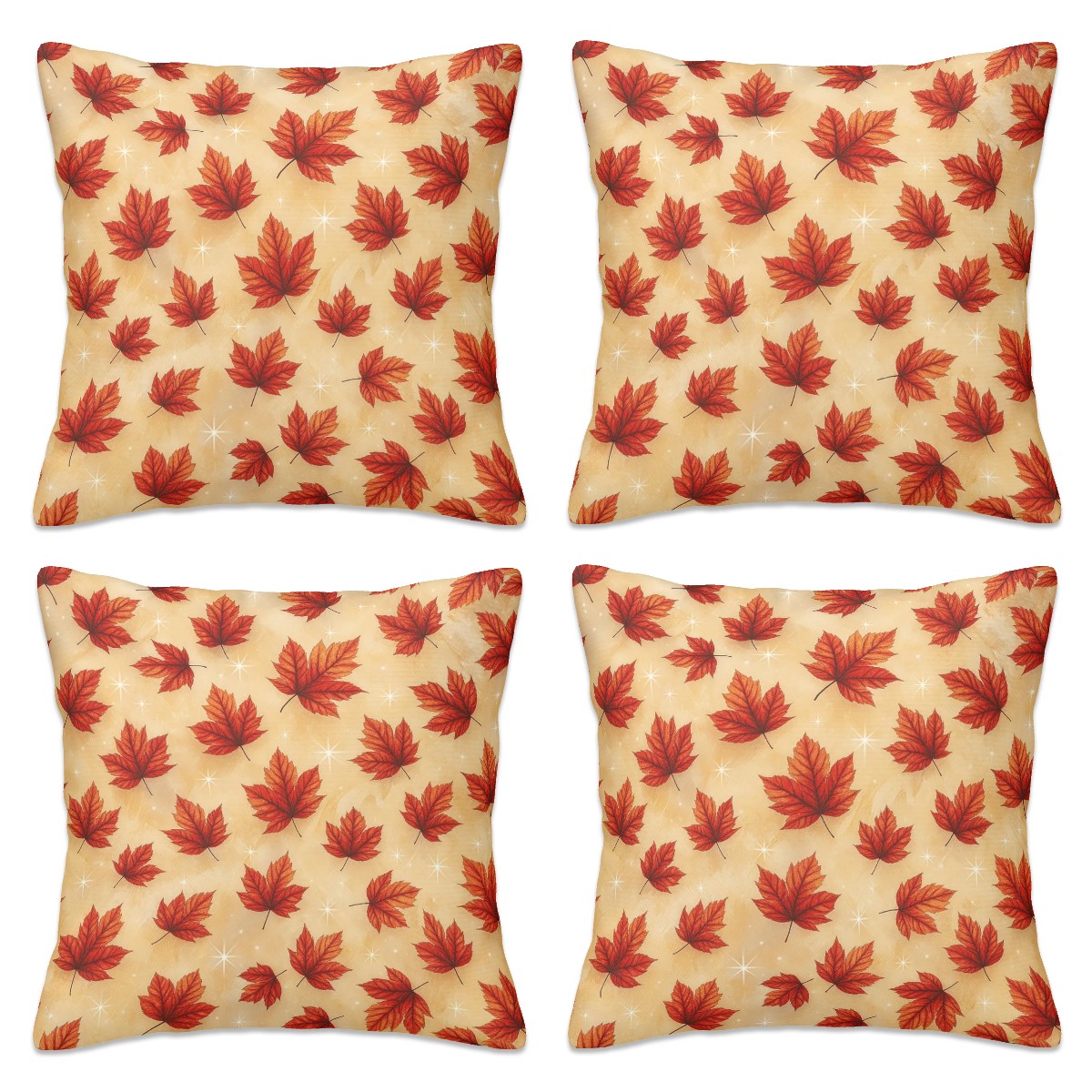 Autumn Maple Leaf Throw Cushion Cover Set of 4