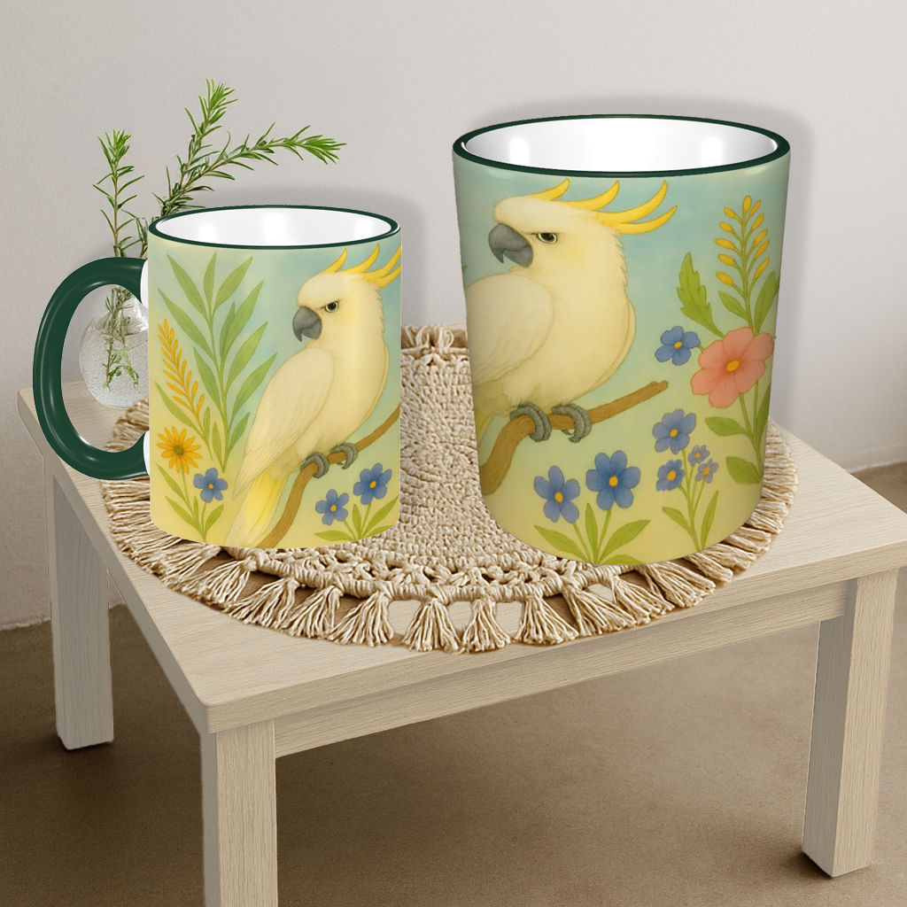 Australian White Cockatoo with Attitude Water Painting Custom Design Mug