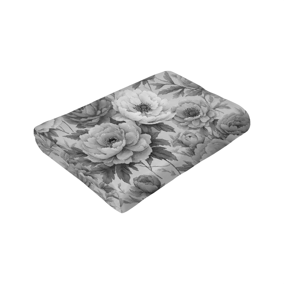 Grey Peony Floral Print Throw Blanket
