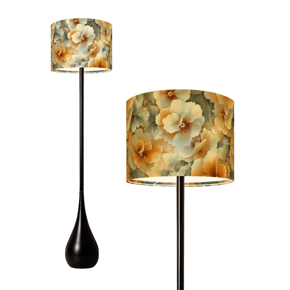 Citrus Bliss Floral Print Teardrop Floor Lamp