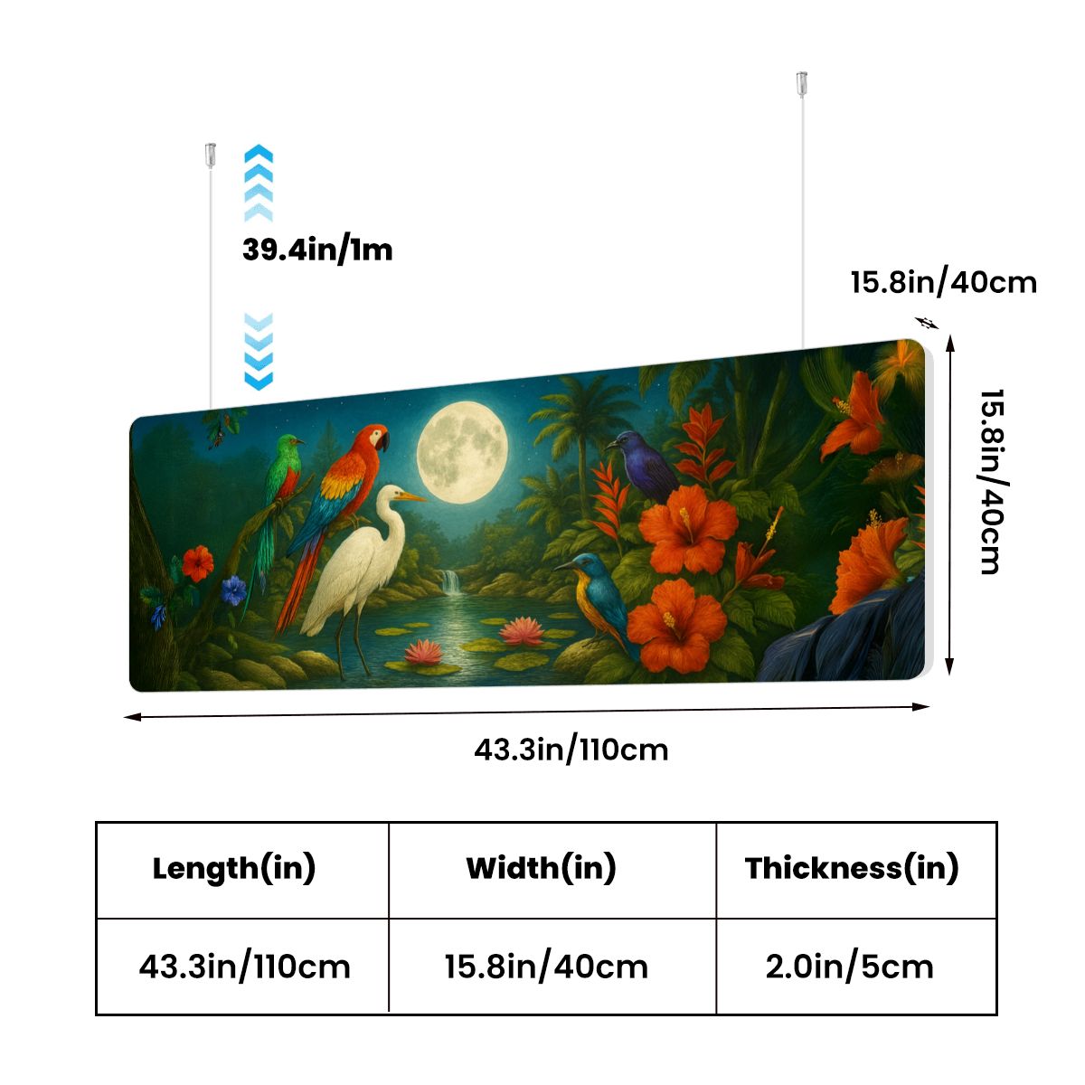 Moonlight in the Garden of Wings - Sound Absorbing Ceiling Lamp