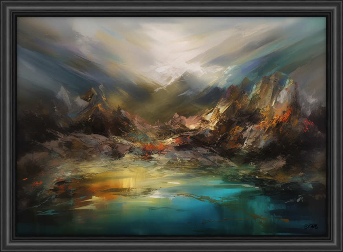 Rugged Mountains Abstract  Landscape Digital Art Painting Print
