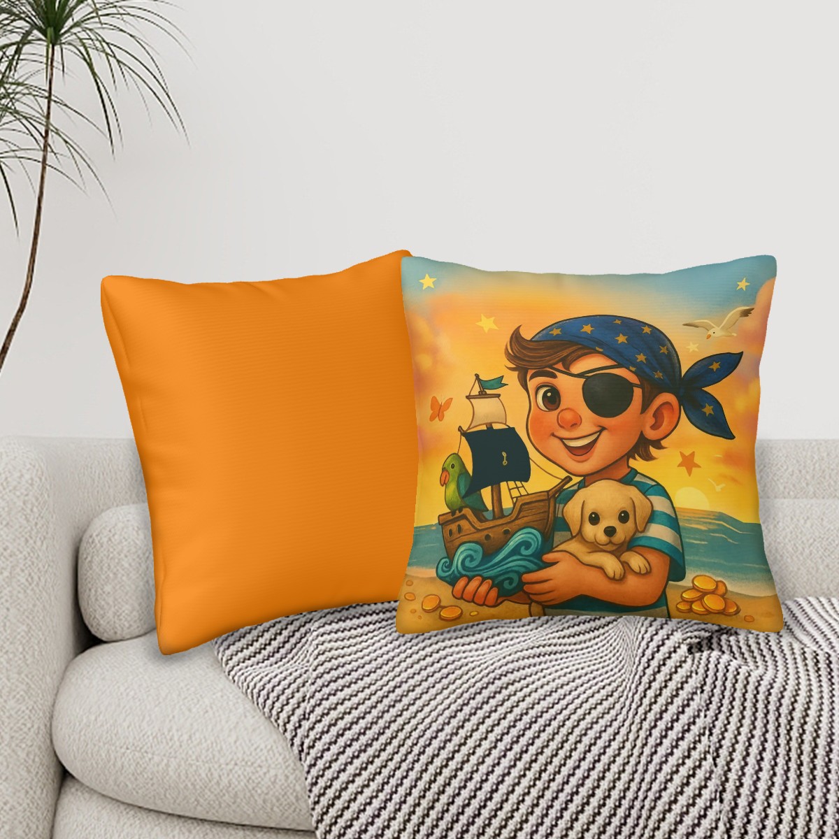 Little Matey & the Golden Horizon - all Seasons Throw Pillow Covers Set of 2