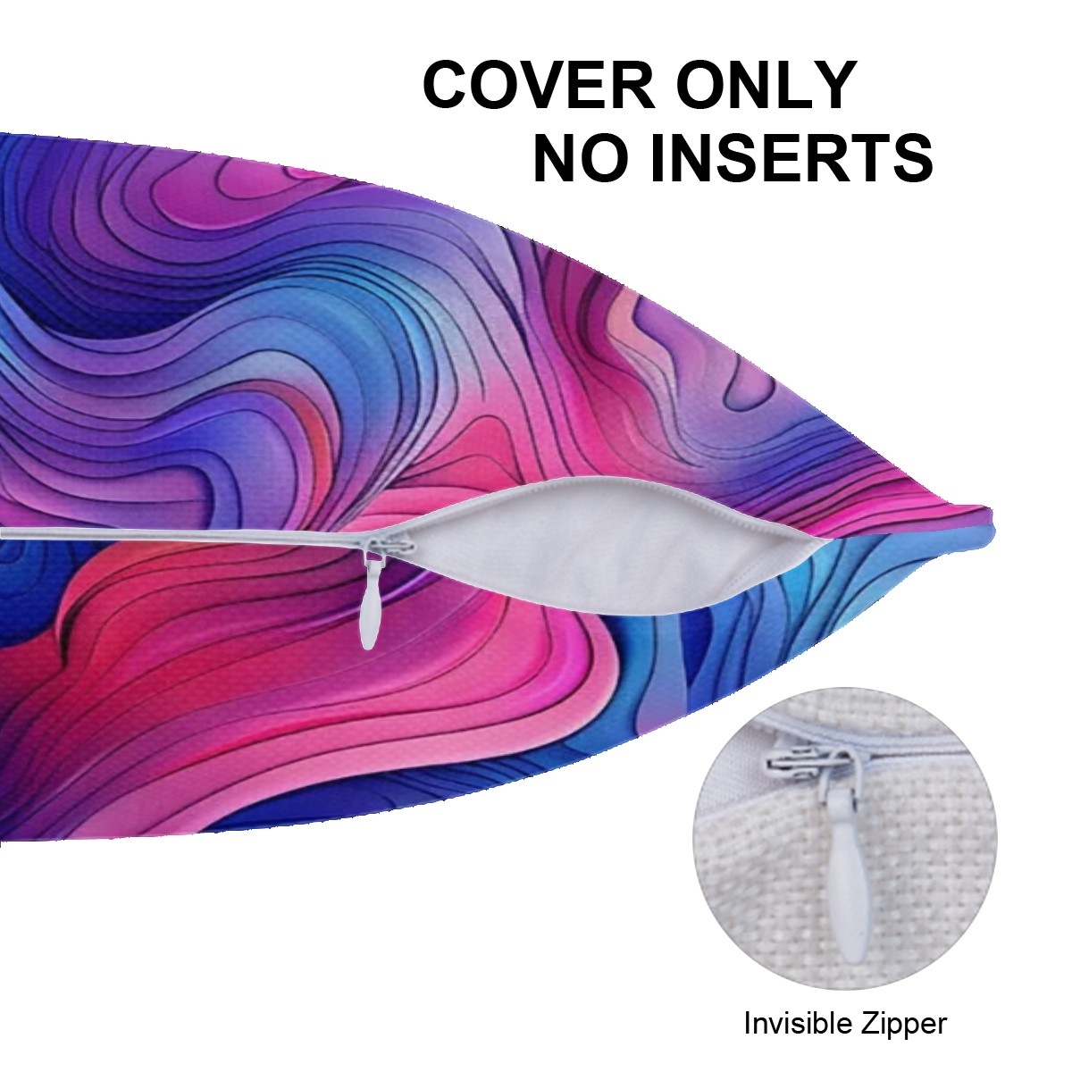 Colourful Waves - Imitation Linen Cushion Cover