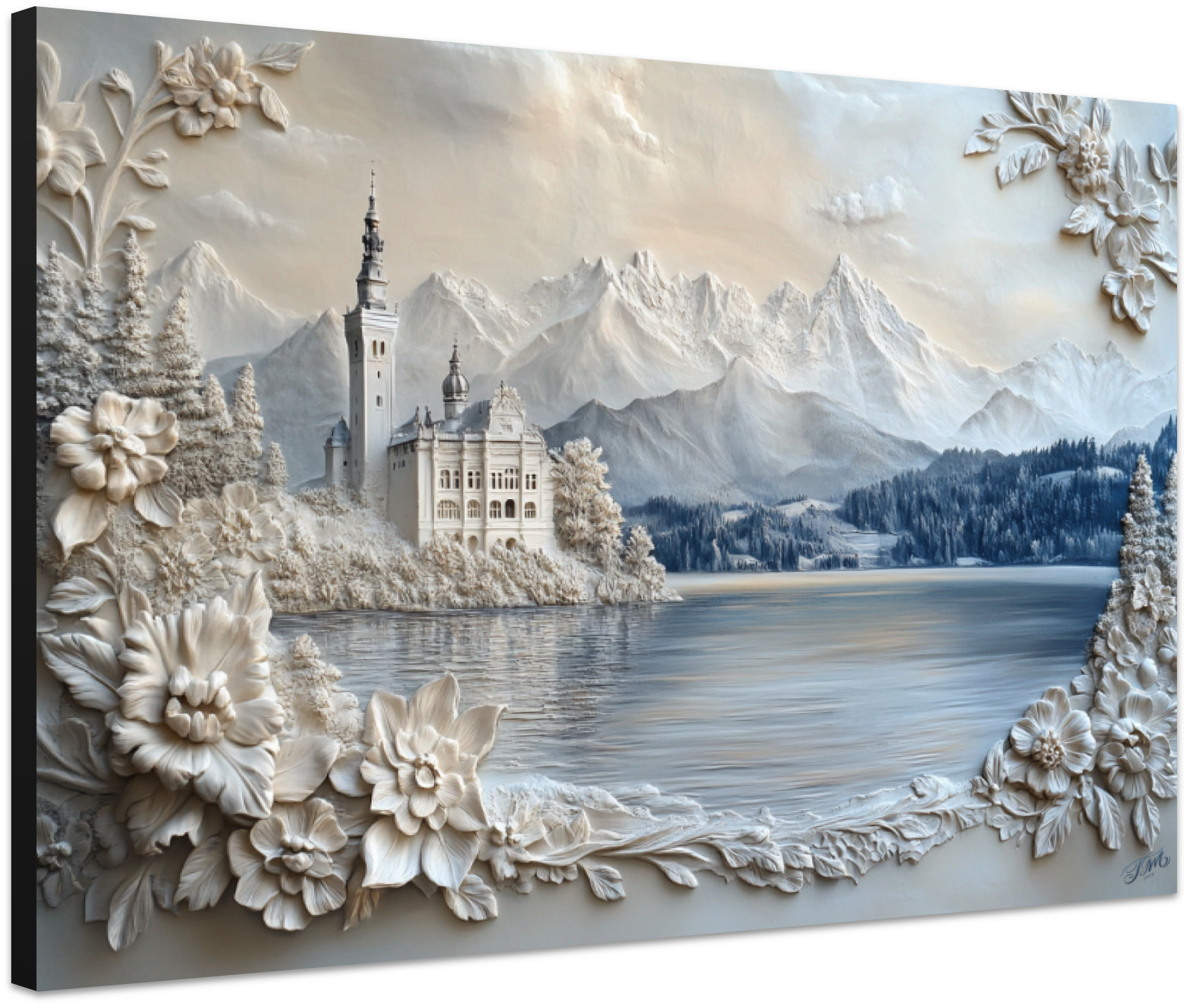Elegant 3D Wall Art - Castle and Mountains