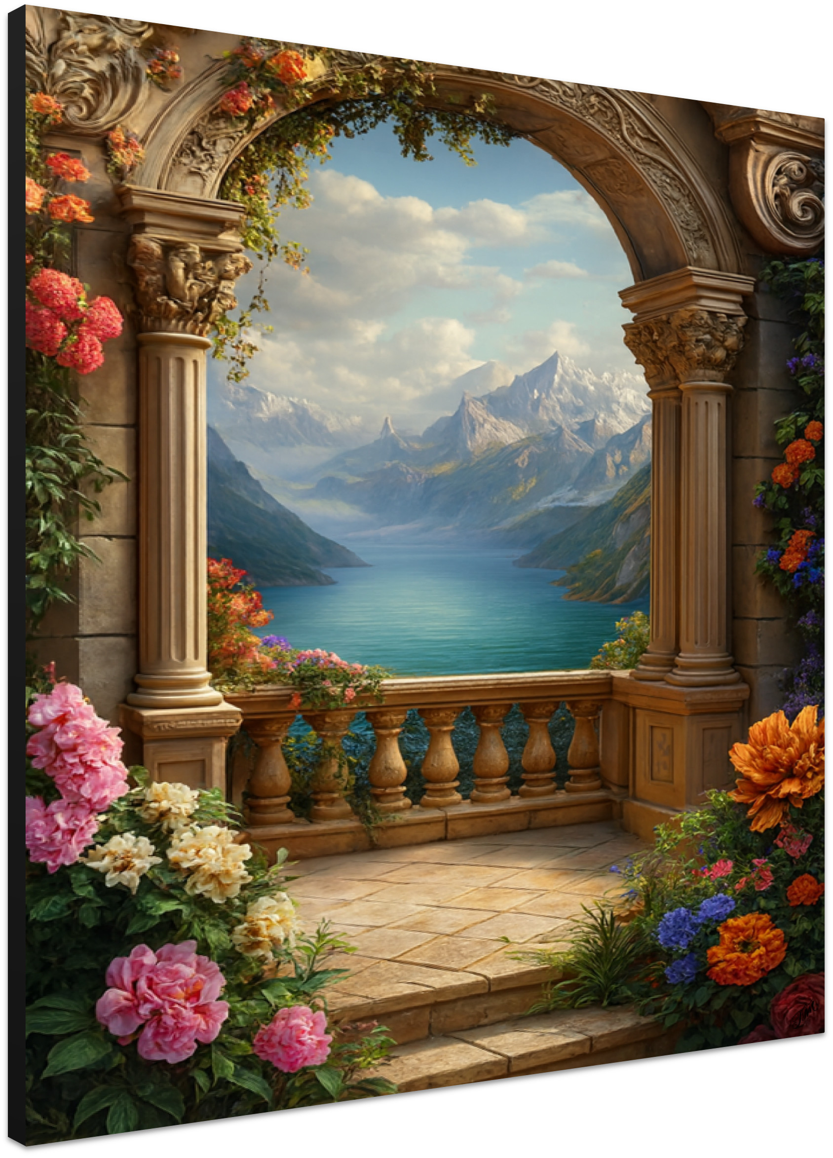 Through the Arch of Tranquility Wooden Art Print