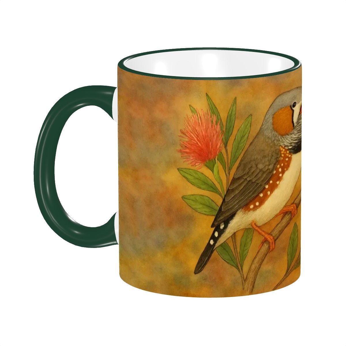 Zebra Finch Water Painting Custom Design Mug