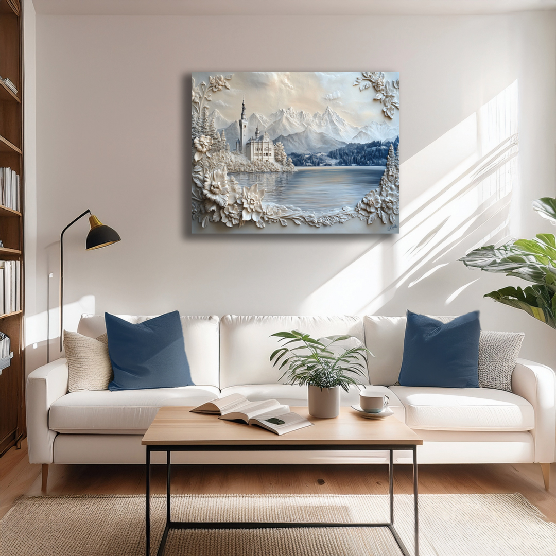 Elegant 3D Wall Art - Castle and Mountains