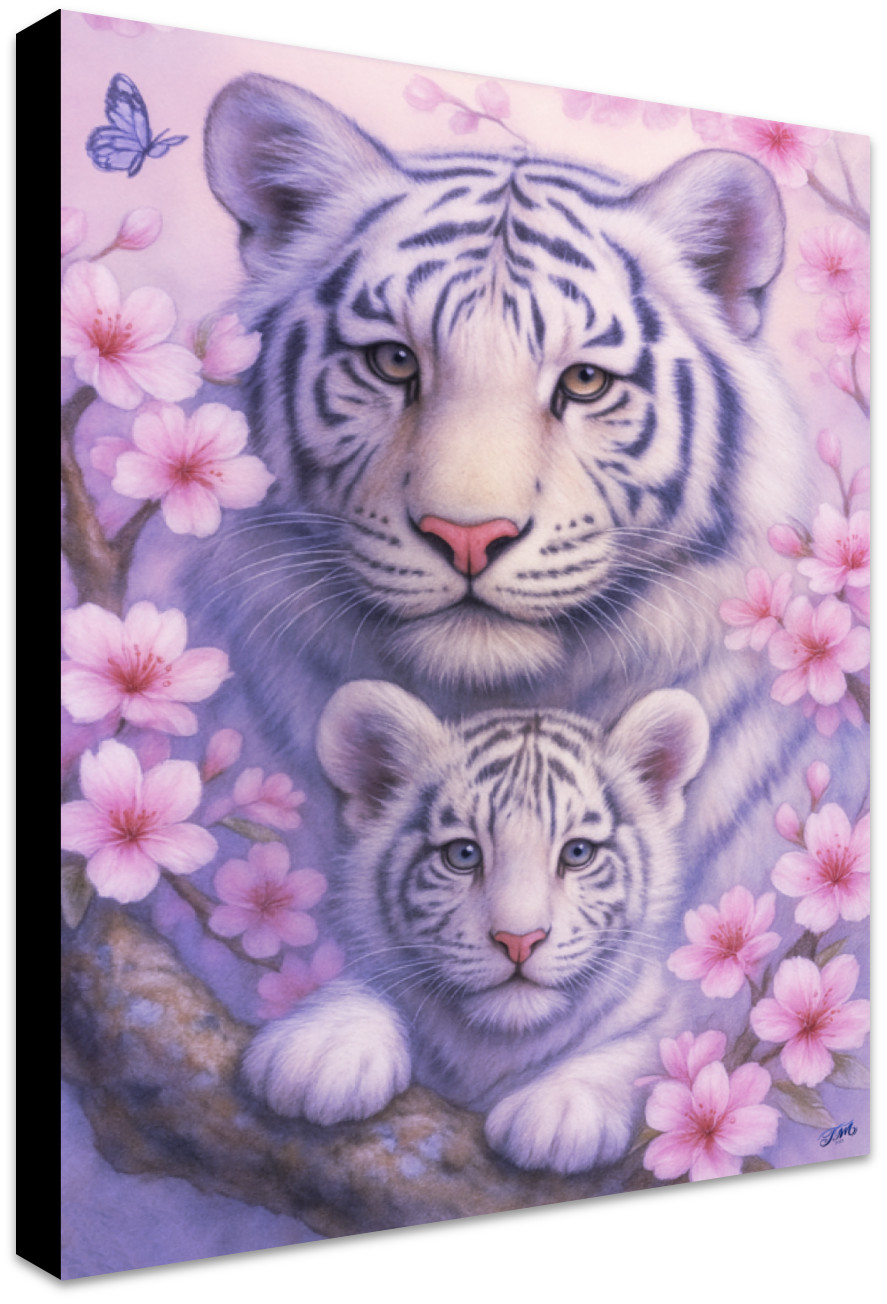 Whispers Beneath the Sakura Printed Canvas Art Print