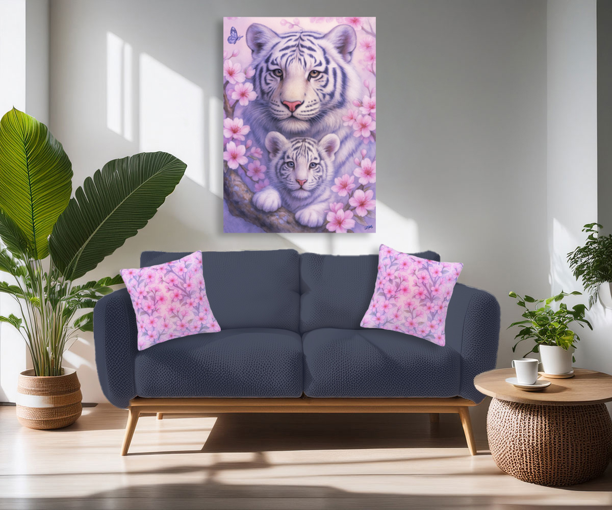 Whispers Beneath the Sakura Printed Canvas Art Print