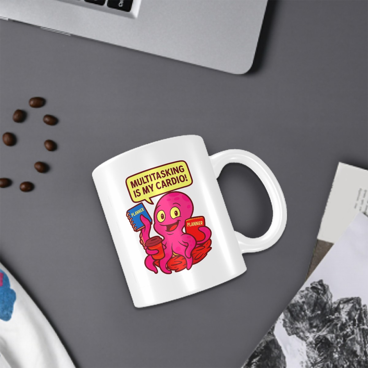 Multitasking Cartoon Octopus Custom Design  Mug